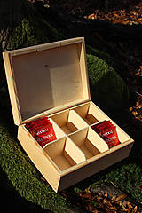 Úložné priestory & Organizácia - Krabička na čajové vrecúška, drevená gravírovaná krabička s čajovou tematikou lesná víla (Farba prírodného dreva) - 15388821_