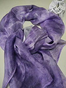 Šatky - Hodvábna šatka fialová so strieborným nádychom - 15391629_