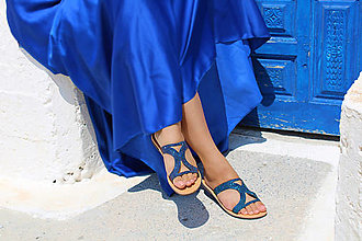 Ponožky, pančuchy, obuv - Kožené šľapky NAXOS - dúhová modrá - 15389495_