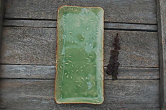 Nádoby - Keramická tácka zelenkavá - 15390212_