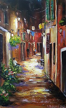 Obrazy - Obraz "Talianska ulička" - zarámovaný obraz, 28x45.5cm - 15389806_