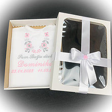 Detské oblečenie - Košieľka na krst  k14 ružová šedá v darčekovom balení - 15390932_