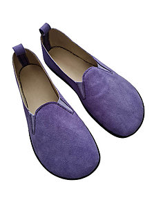 Ponožky, pančuchy, obuv - Kožená barefoot obuv fialová - 15392521_