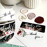 Papier - obdĺžnikové kvetinové nálepky Thank you - 15393083_