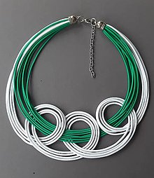 Náhrdelníky - Zelenobielý náhrdelník - 15394294_