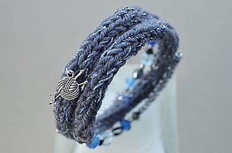 Náramky - Náramok pletený sivo modrý - 15393982_