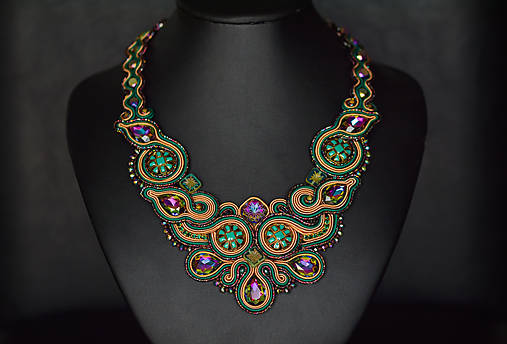 Náhrdelníky - Stone gem III. - soutache náhrdelník - 15392087_