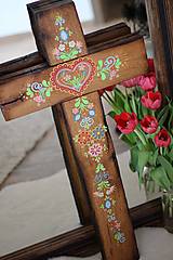 Dekorácie - Ručne maľovaný dubový kríž - 15393548_
