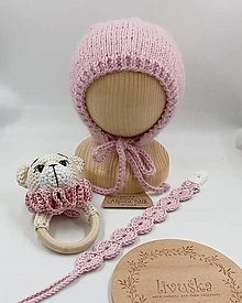 Detské čiapky - Ružový alpaca čepček - 15396646_