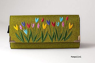 Peňaženky - Tulipány na světle zelené - 15397751_