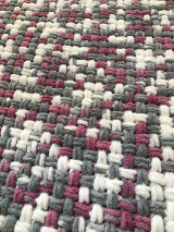 Úžitkový textil - Deka z Alize Puffy 160x120cm bielo-šedo-ružová - 15398185_
