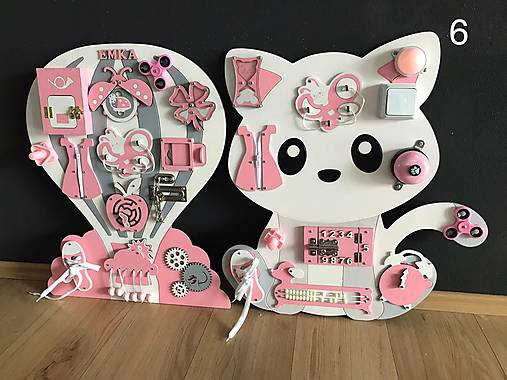 Hračky - Manipulačná tabuľa activity board MAČKA (biela macka variant 6) - 15396728_