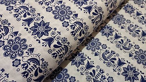 Textil - Látka modrý folk v pruhoch - 15402007_