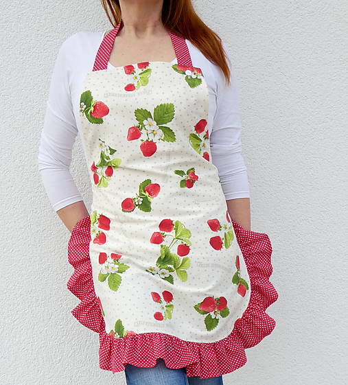 Iné oblečenie - Zástera Jahody volán  - 15401733_