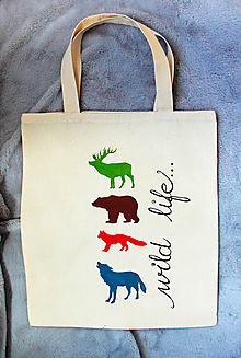 Nákupné tašky - eko taška - lesné zvieratá farebné - 15400902_