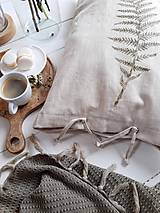 Úžitkový textil - Ľanový vankúš papraď - olivová farba - 15401516_