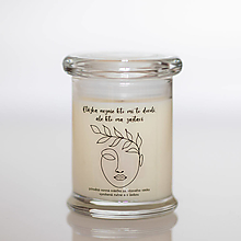 Svietidlá a sviečky - Sviečka s DREVENÝM knôtom zo sójového vosku v skle - WomanPower 3 - 15402363_