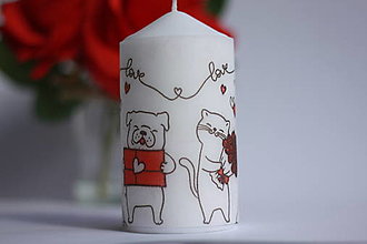 Sviečky - "Zaľúbená" sviečka pre milovníkov mačičiek - 15405038_