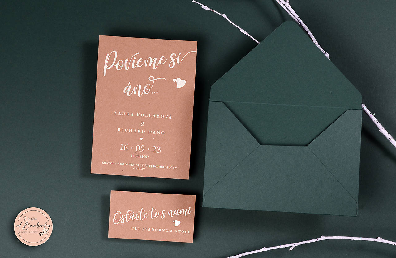 Svadobné oznámenie B#58 (LEPIACA ETIKETA NA výslužku (vodeodolná))