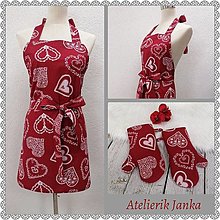 Úžitkový textil - Zástera ( Rovný strih ) (Červená - srdce) - 15405621_