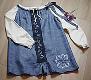 Topy, tričká, tielka - One size ľanový top Modrotlač (Béžová) - 15405640_