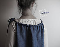 Topy, tričká, tielka - One size ľanový top Modrotlač (Béžová) - 15405641_