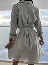 Šaty - Dámske ľanové košeľové šaty - 15406327_