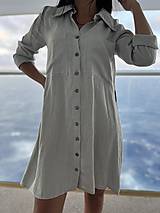 Šaty - Dámske ľanové košeľové šaty - 15406330_