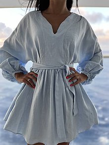 Šaty - Dámske ľanové šaty - 15406841_