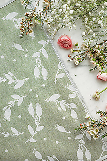 Úžitkový textil - Žakárová Kuchynská Utierka Šípky - ľanová zelená - 15407077_