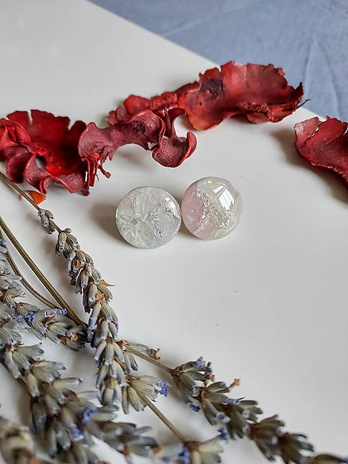 Náušnice - Priehľadné perleťové napichovacie náušnice OPAL (15 mm) - 15411313_