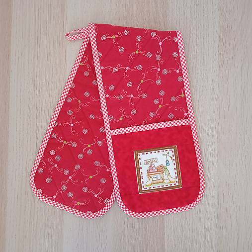 Úžitkový textil - Obojručná chňapka červená. - 15410320_