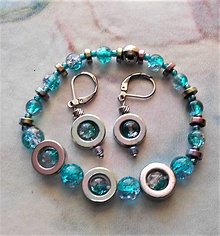 Náramky - Sety šperkov náramok+ náušnice (Práskaný krištáľ- hematit) - 15410245_