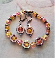 Náramky - Sety šperkov náramok+ náušnice (Práskaný krištáľ- hematit) - 15410246_