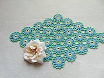 Úžitkový textil - Háčkovaná dečka 25 modrých kvetov - 15409064_