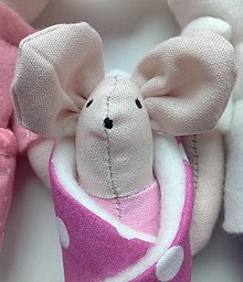 Hračky - Myšky v kufríku v ružovej malinovej, zelenej, modrej - 15410251_