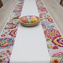 Úžitkový textil - TILDA - farebné ornamentové kvety so smotanovou - behúň - 15408804_