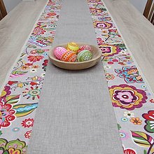 Úžitkový textil - TILDA - farebné ornamentové kvety s béžovou - behúň - 15408834_