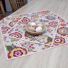 Úžitkový textil - TILDA - farebné ornamentové kvety - obrus štvorec - 15409350_