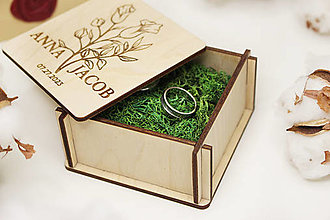 Prstene - Drevená krabička na svadobné prstene, obrúčky - 15408907_