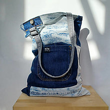 Nákupné tašky - Taška cez plece "recycled denim" - 15410302_