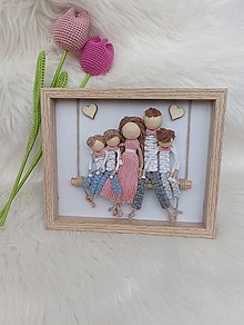 Rámiky - Macrame rodinka 5 - členná - 15411219_