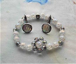 Sady šperkov - Set náramok+ náušnice práskaný krištáľ - 15413201_