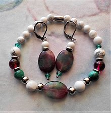 Sady šperkov - Set náramok+ náušnice perzský nefrit-howlit - 15413221_