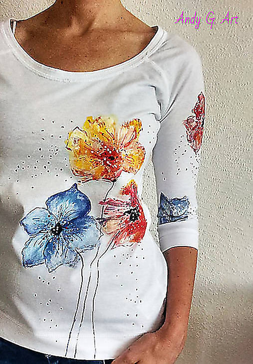 Ručnemaľované tričko - " Kvetované "