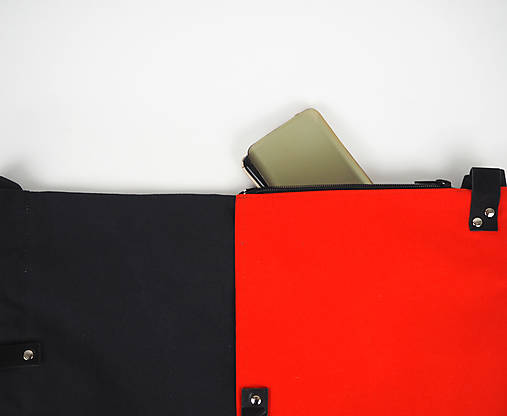 Batoh (bavlna, ľan, koža) BLACK RED