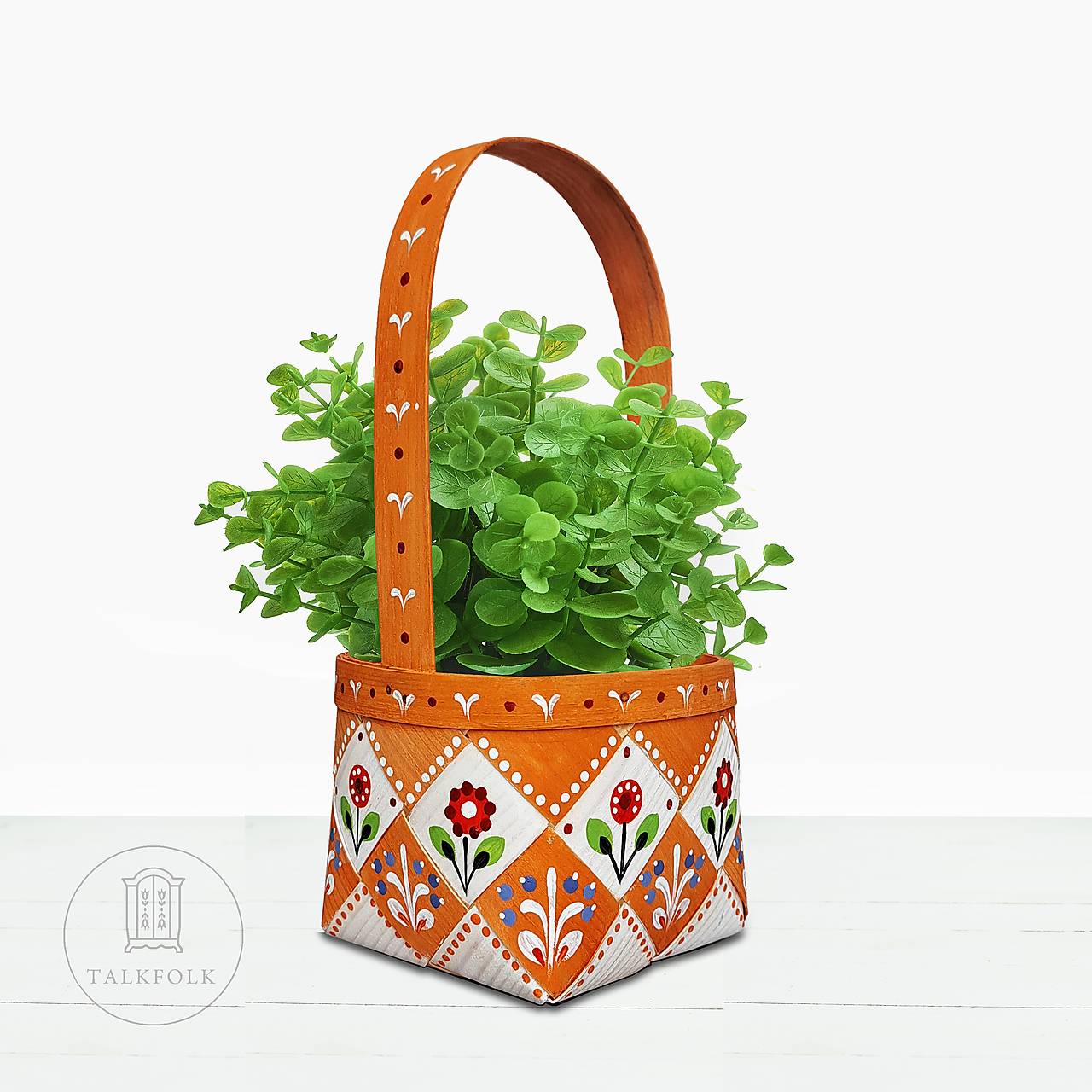 Košík z ručne robenou maľbou (Oranžová)