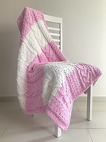 Detský textil - Deka do kočíka z Alize Puffy Fine 105x90cm bielo- ružová - 15413287_