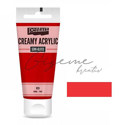 Farby-laky - Krémová akrylová farba 200 ml pololesklá - Červená P39003 - 15411529_
