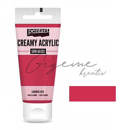 Farby-laky - Krémová akrylová farba 200 ml pololesklá - Karmínová červená P39013 - 15411586_
